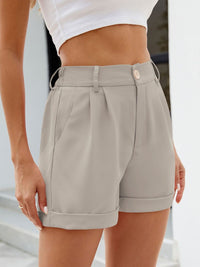 Roll Trim Half Elastic Waist Shorts