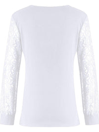 Full Size Lace Detail V-Neck Long Sleeve Blouse