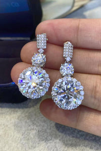 12 Carat Moissanite Platinum-Plated Drop Earrings