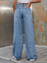 Distressed Wide Leg Jeans with Pockets