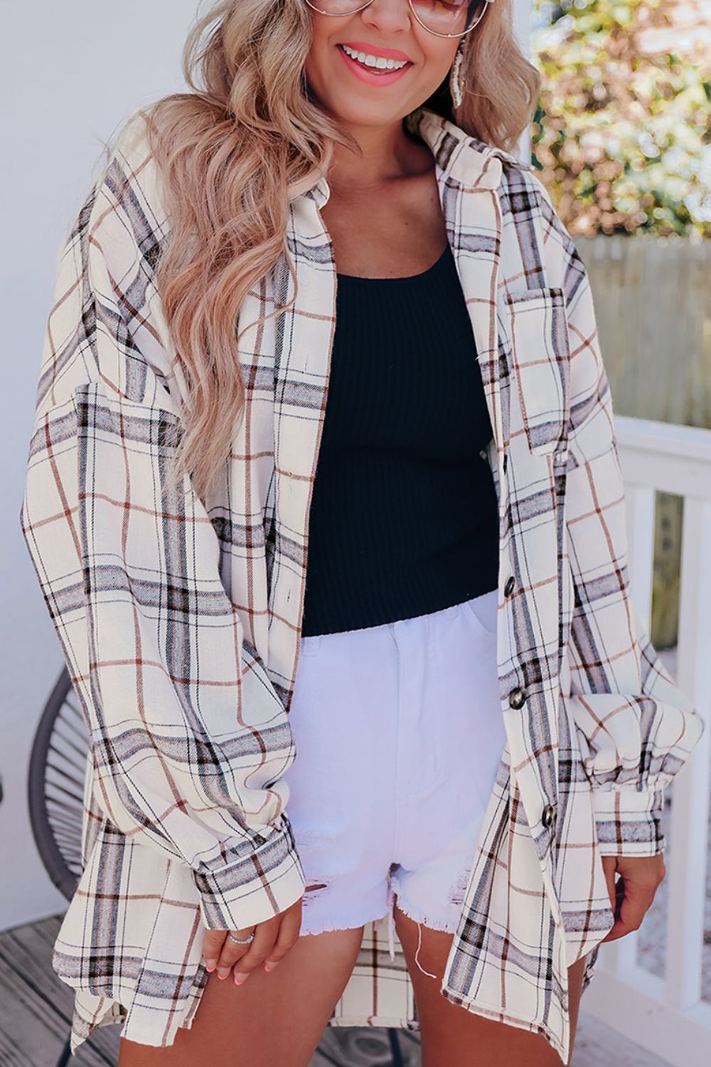 Plaid Button Up Long Sleeve Shacket