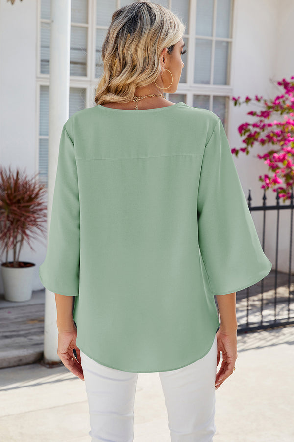 V-Neck Three-Quarter Sleeve Top