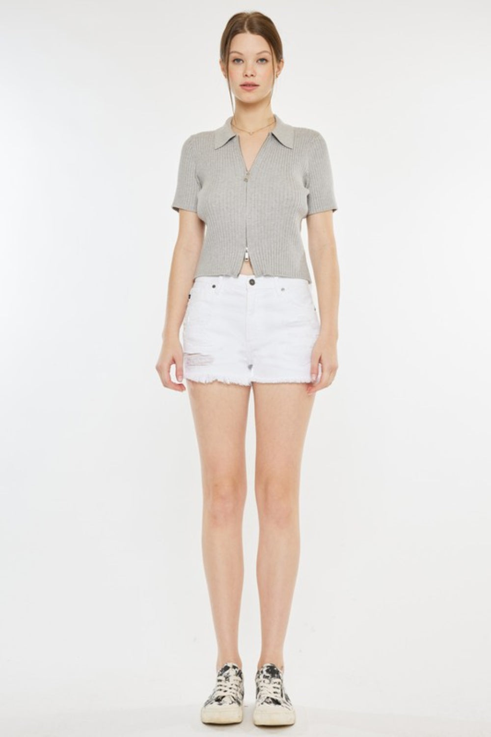 Kancan Raw Hem Distressed Denim Shorts