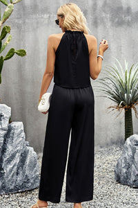 Devine Grecian Neck Sleeveless Pocketed Top and Pants Set