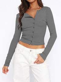 Button Down Long Sleeve Top