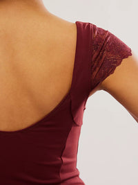 Lace Detail V-Neck Cap Sleeve Top