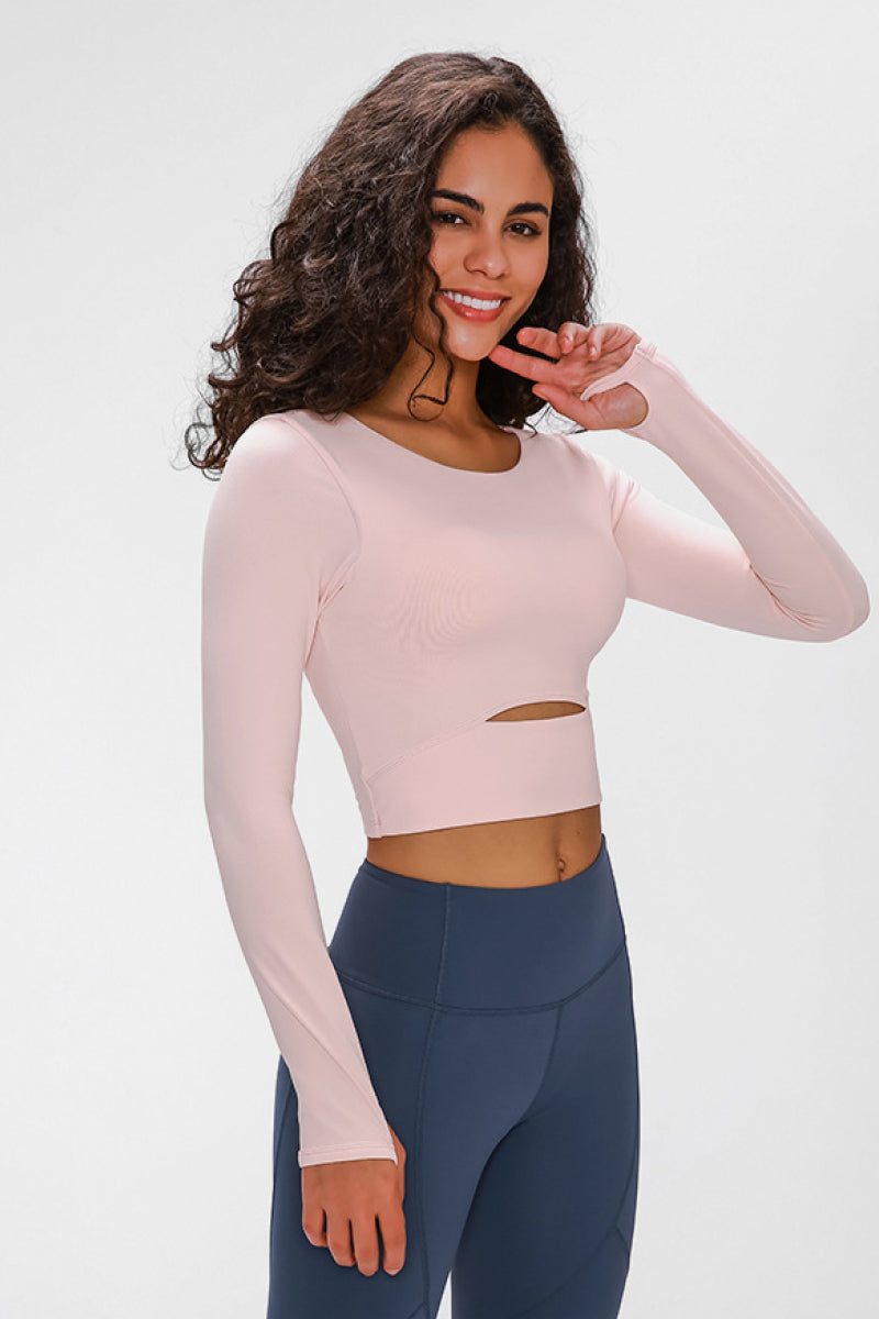 Millennia Long Sleeve Cropped Top With Sports Strap